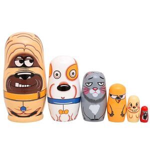 Bgraamiens 6Pcs Russian Nesting Dolls Handmade Wooden Nesting Dolls Cute Pets N